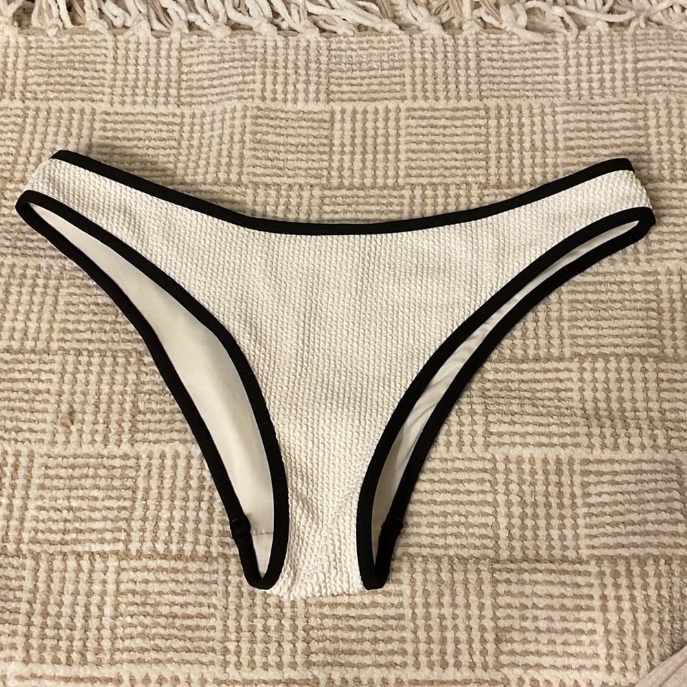 H&M White Bikini Bottom with Black Trim